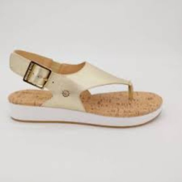 Jack Rogers Shoes - Jack Rogers Gold Gwen Leather Platform Sandal Women 7
